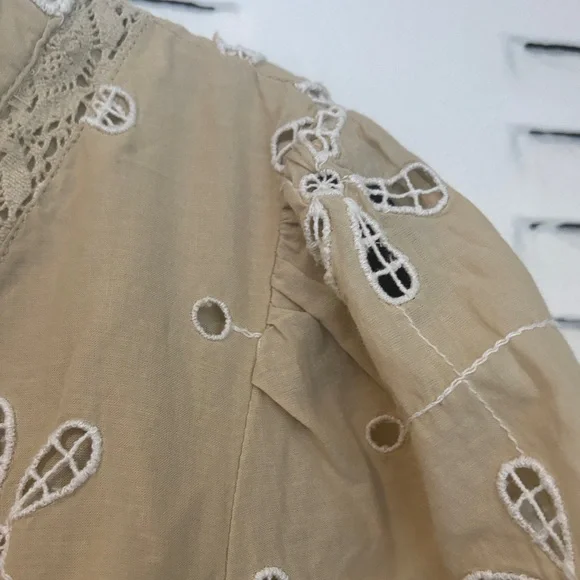 Ralph Lauren Tan Embroidered Midi Dress - Picture 6 of 12